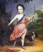 Willem III op driejarige leeftijd in Romeins kostuum Gerrit van Honthorst